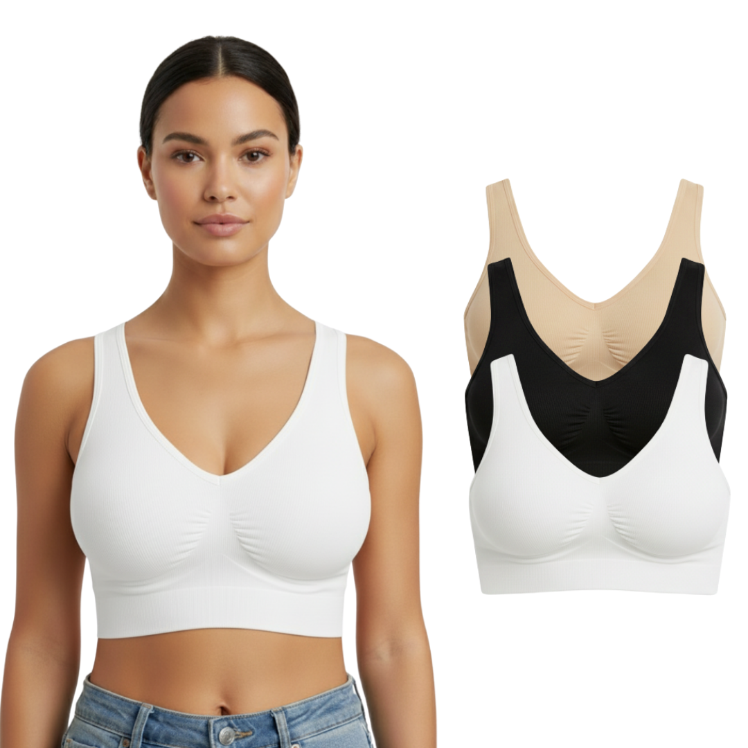 IDOLIKA - Pack 3 - Sujetadores sin relleno y sin aros - Sujetador sin relleno ni aros - Sujetador sin aros - Sujetador sin relleno