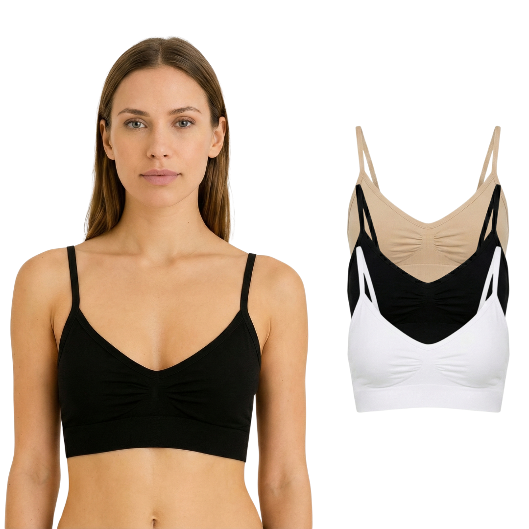 IDOLIKA - Pack 3 - Sujetadores sin aro - Sujetadores sin costuras sin aros- Sujetadores sin aro con relleno - Sujetadores sin costuras con relleno - sujetadores con relleno