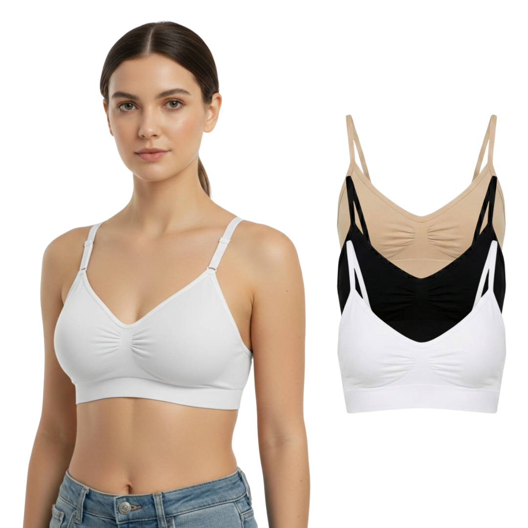 IDOLIKA - Pack 3 - Sujetadores sin relleno y sin aros - Sujetador sin relleno ni aros - Sujetador sin aros - Sujetador sin relleno
