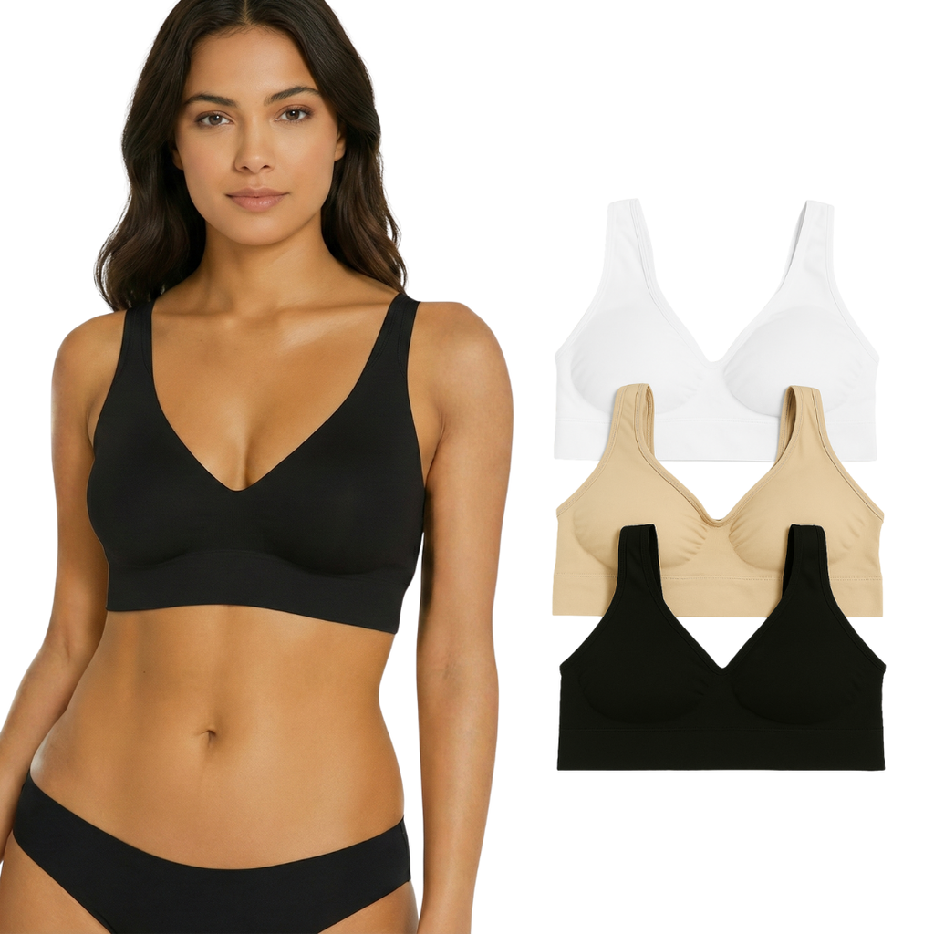 IDOLIKA - Pack 3 - Sujetadores sin aro - Sujetadores sin costuras sin aros- Sujetadores sin aro con relleno - Sujetadores sin costuras con relleno - sujetadores con relleno