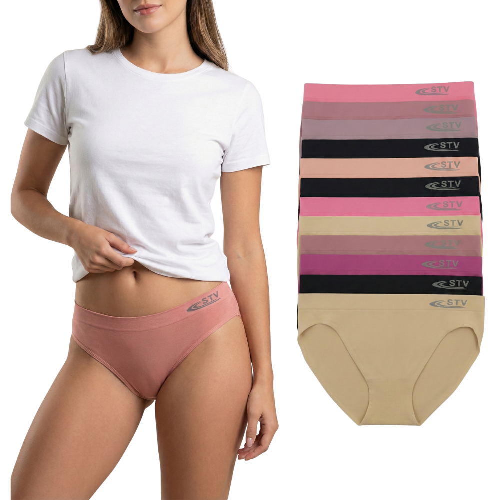 IDOLIKA - Pack 12 - Bragas mujer - Bragas para mujer - Bragas sin costuras - Bragas mujer elásticas