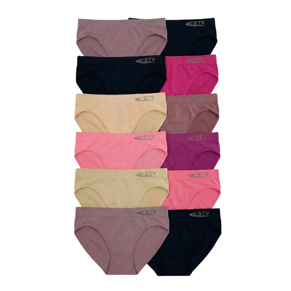 IDOLIKA - Pack 12 - Bragas mujer - Bragas para mujer - Bragas sin costuras - Bragas mujer elásticas