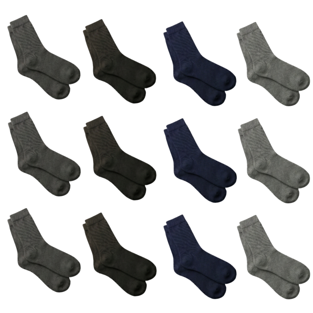 IDOLIKA - 12 Pares - Calcetines algodon altos - Calcetines de algodon - Calcetines de algodon hombre - Calcetines altos - Calcetines alto hombre - Calcetines altos hombre - Talla 40/46